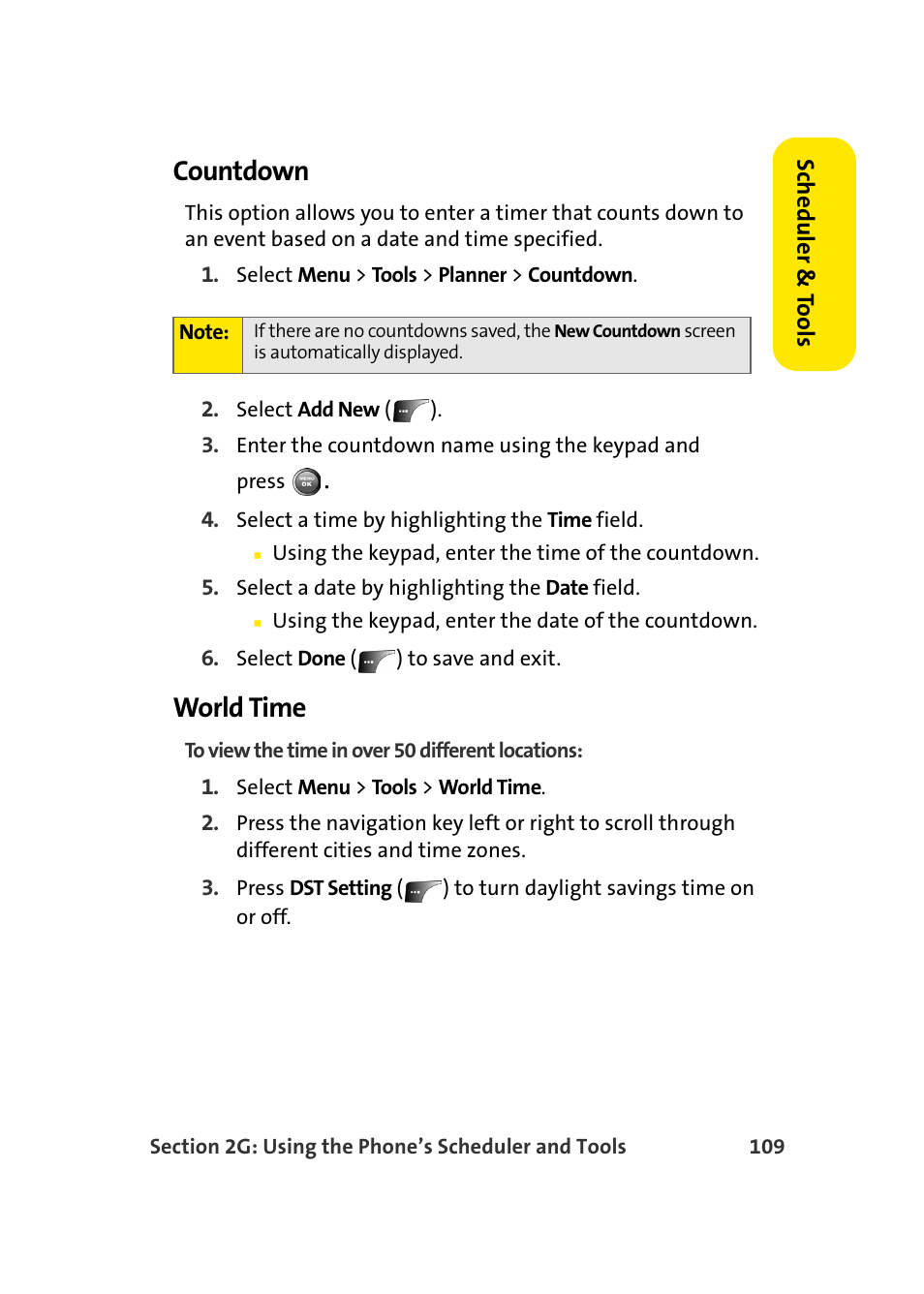 Countdown, World time | Samsung A900 User Manual | Page 133 / 272