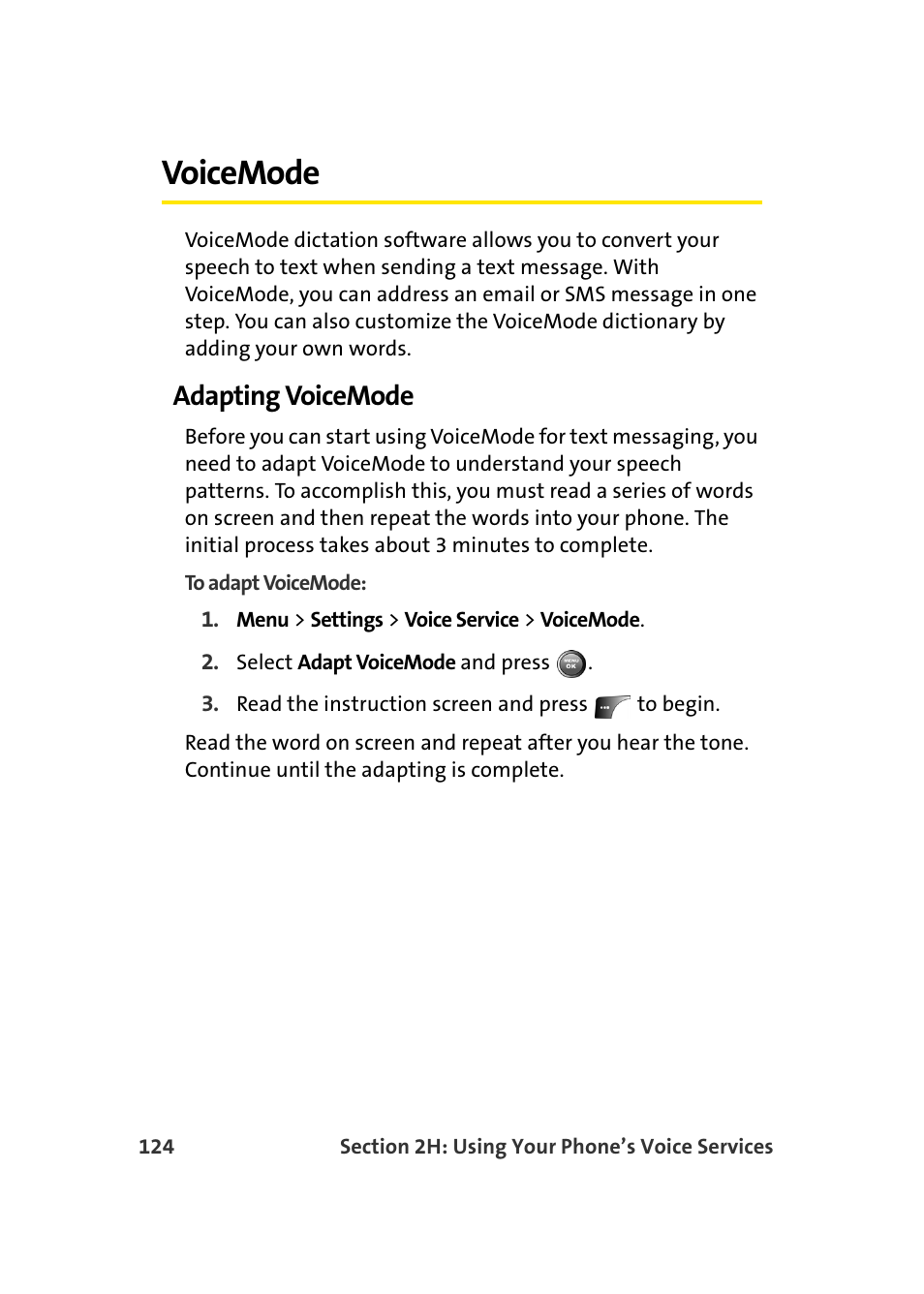 Voicemode, Adapting voicemode, Using voicemode | Samsung A900 User Manual | Page 148 / 272
