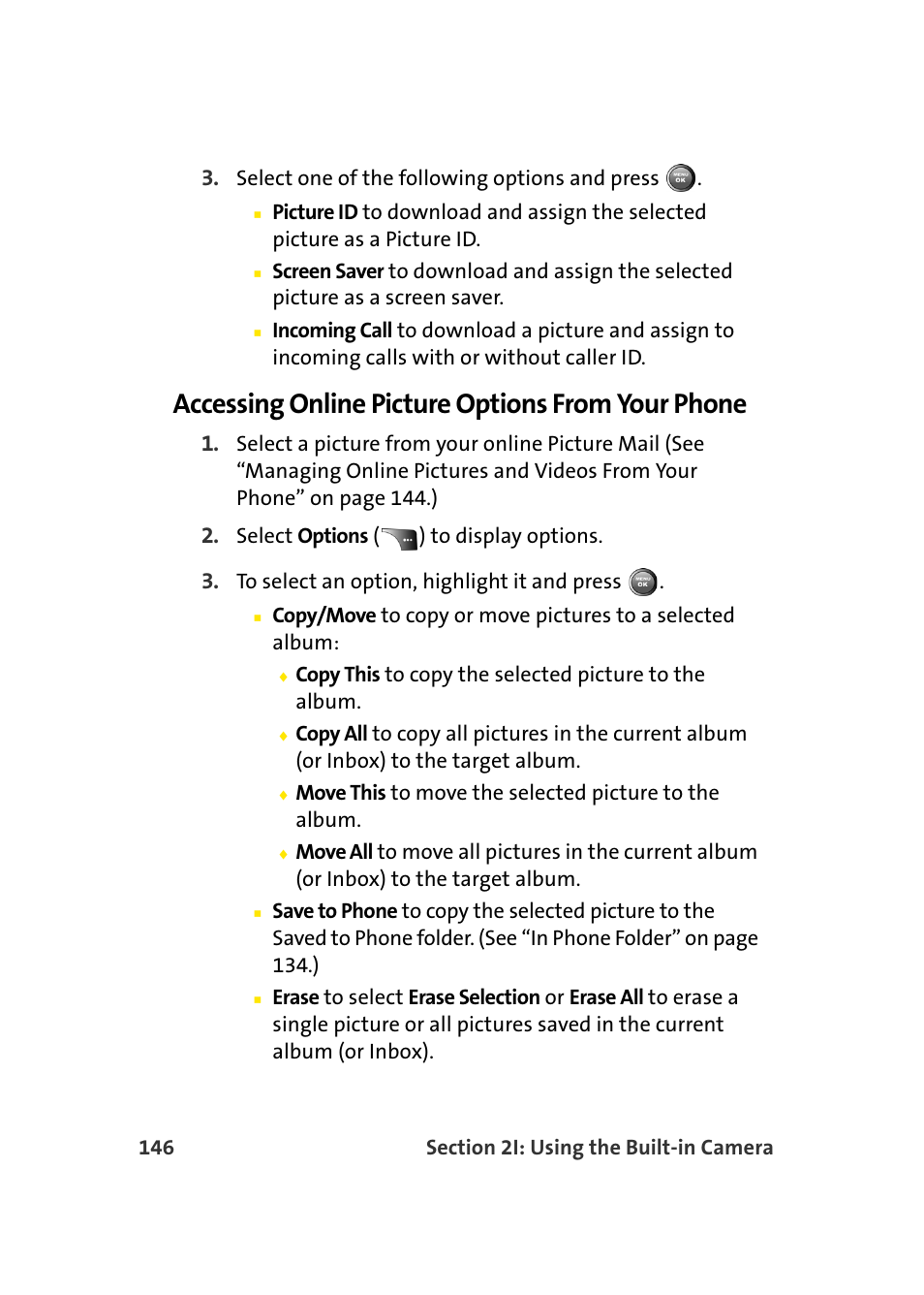Accessing online picture options from your phone | Samsung A900 User Manual | Page 170 / 272
