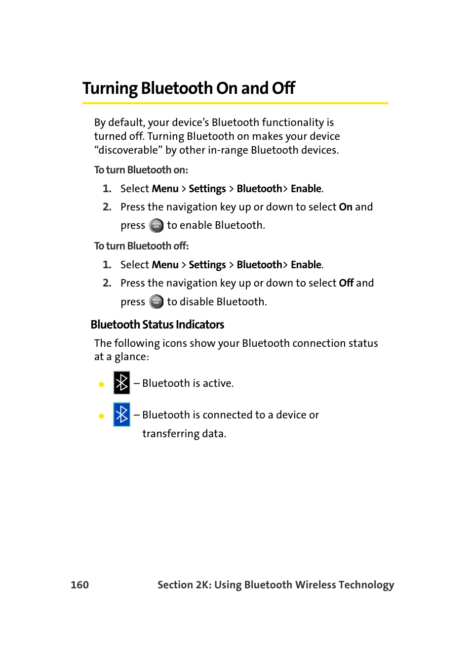 Turning bluetooth on and off | Samsung A900 User Manual | Page 184 / 272