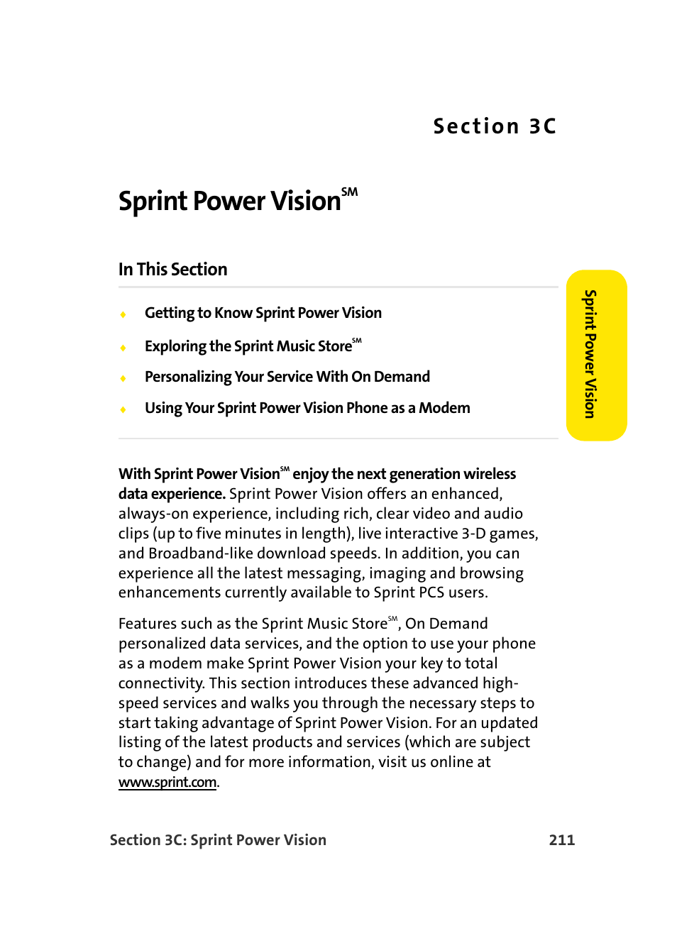 Sprint power visionsm, 3c. sprint power visionsm, Sprint power vision | Samsung A900 User Manual | Page 235 / 272