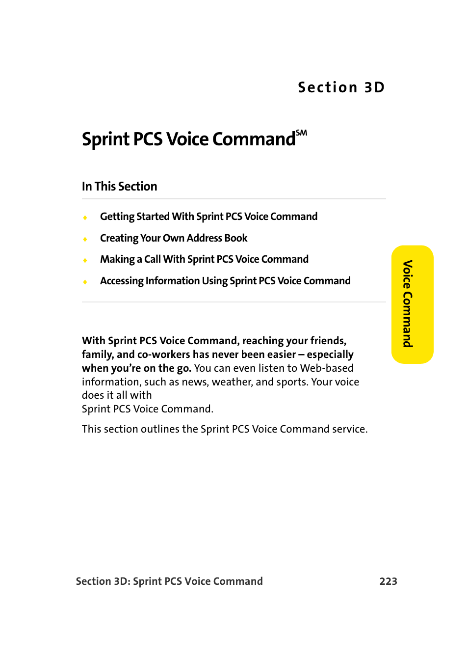 Sprint pcs voice commandsm, 3d. sprint pcs voice commandsm, Sprint pcs voice command | Samsung A900 User Manual | Page 247 / 272