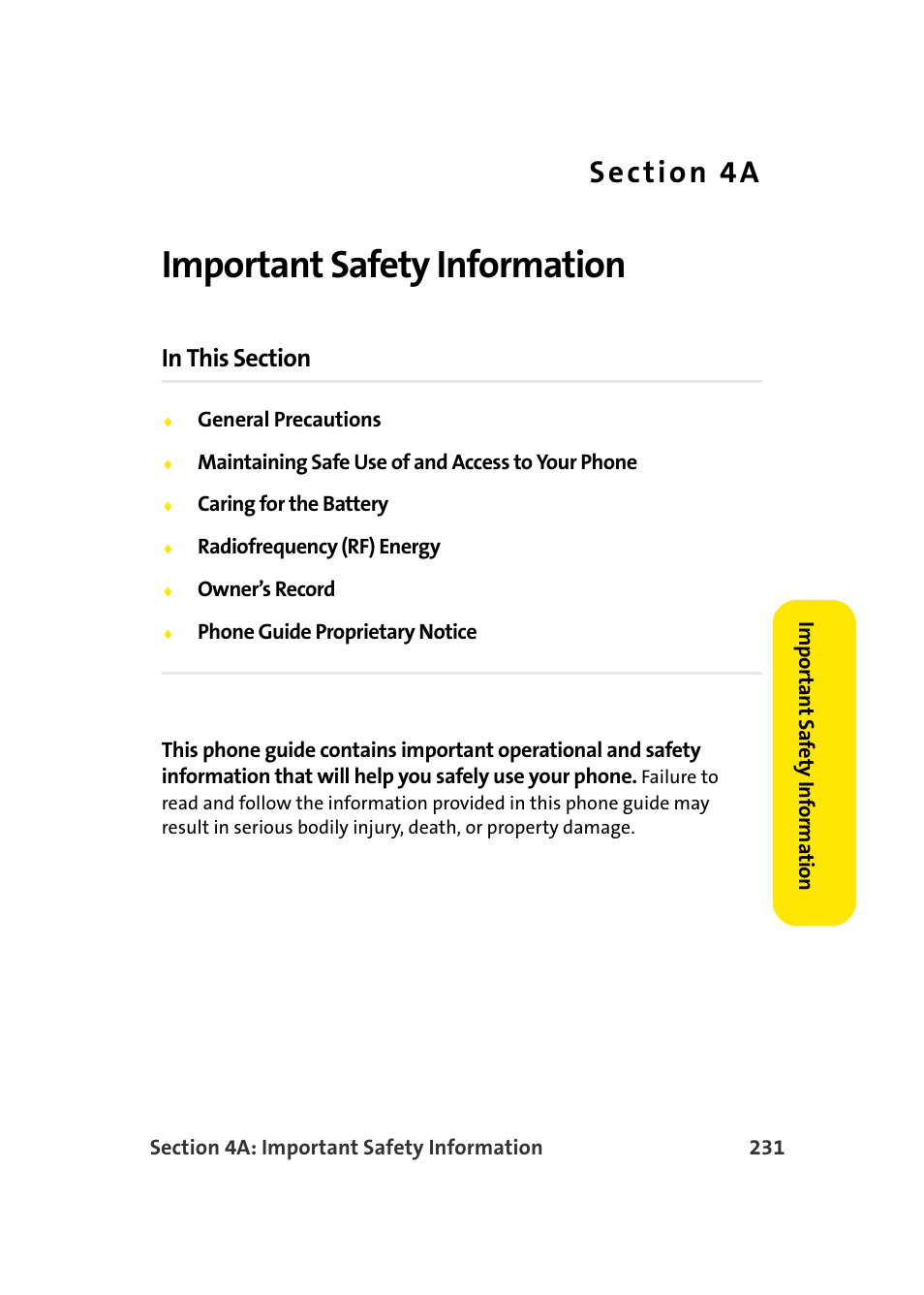 Important safety information, 4a. important safety information | Samsung A900 User Manual | Page 255 / 272