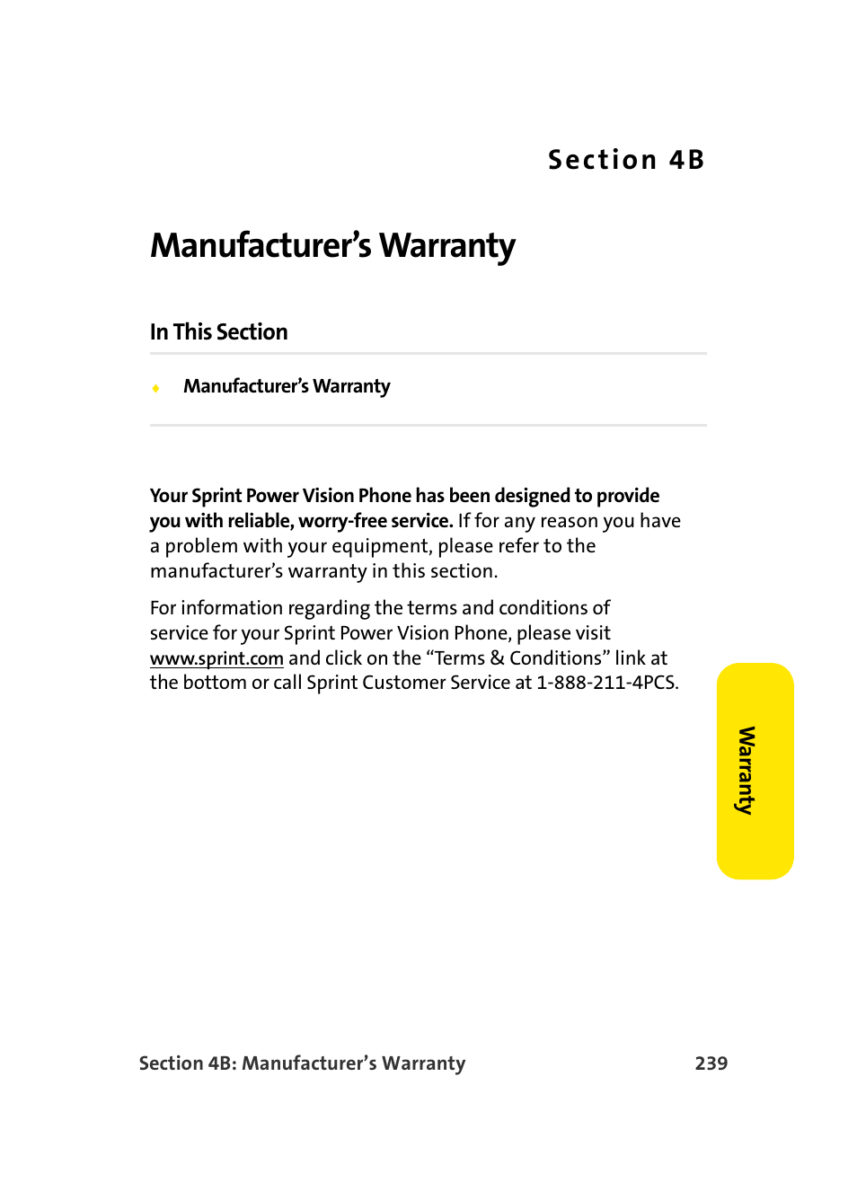 Manufacturer’s warranty, 4b. manufacturer’s warranty | Samsung A900 User Manual | Page 263 / 272