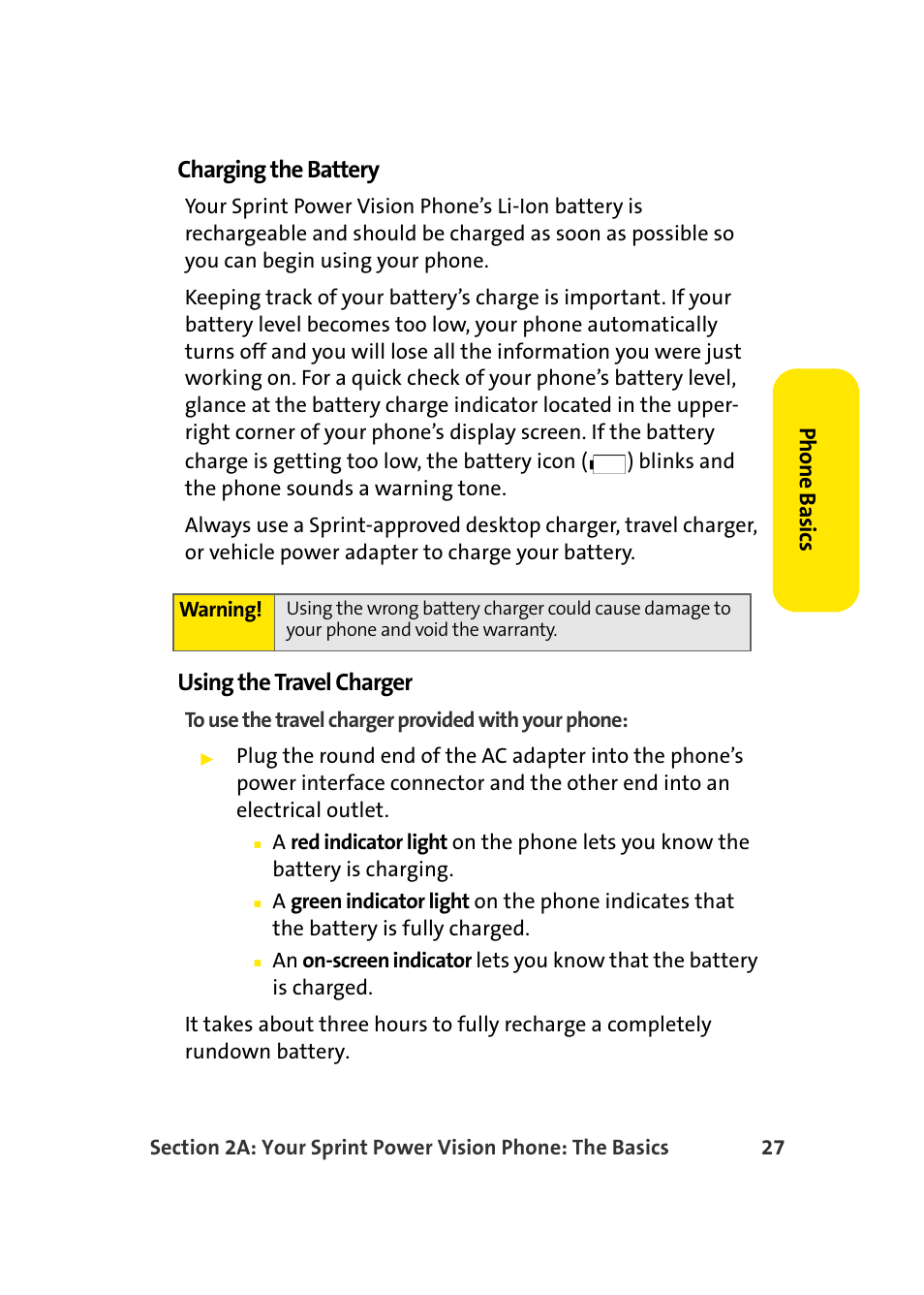 Charging the battery, Using the travel charger | Samsung A900 User Manual | Page 51 / 272