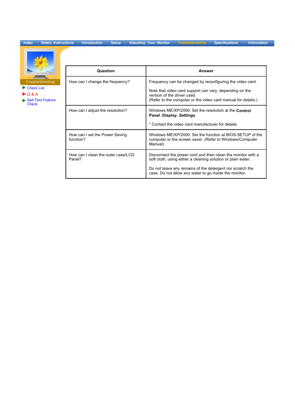 Q & a | Samsung 173VT User Manual | Page 23 / 41