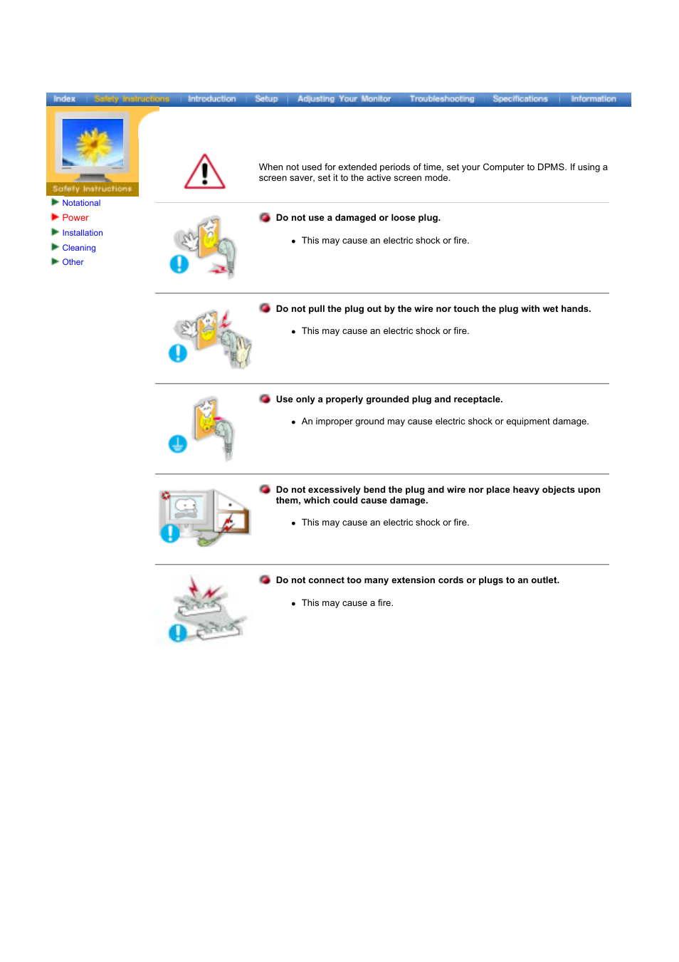 Power | Samsung 173VT User Manual | Page 4 / 41