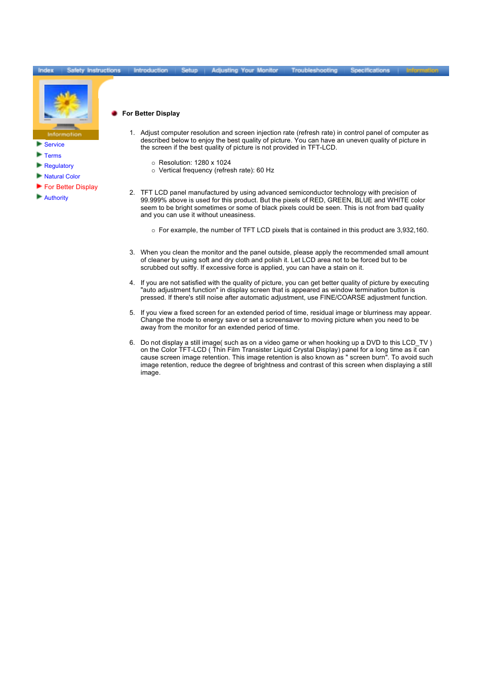 For better display | Samsung 173VT User Manual | Page 40 / 41