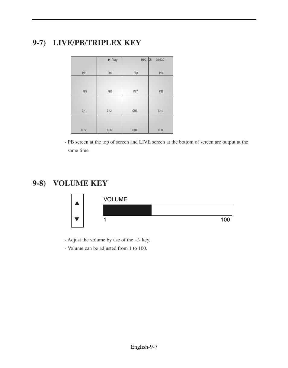 7) live/pb/triplex key, 8) volume key | Samsung SMO-210DN User Manual | Page 123 / 138