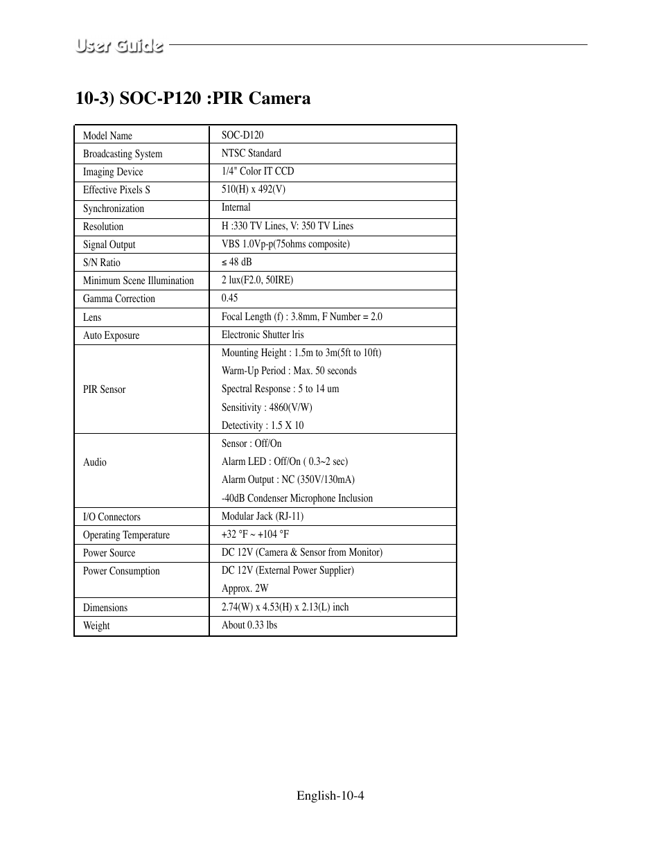 3) soc-p120 :pir camera | Samsung SMO-210DN User Manual | Page 128 / 138