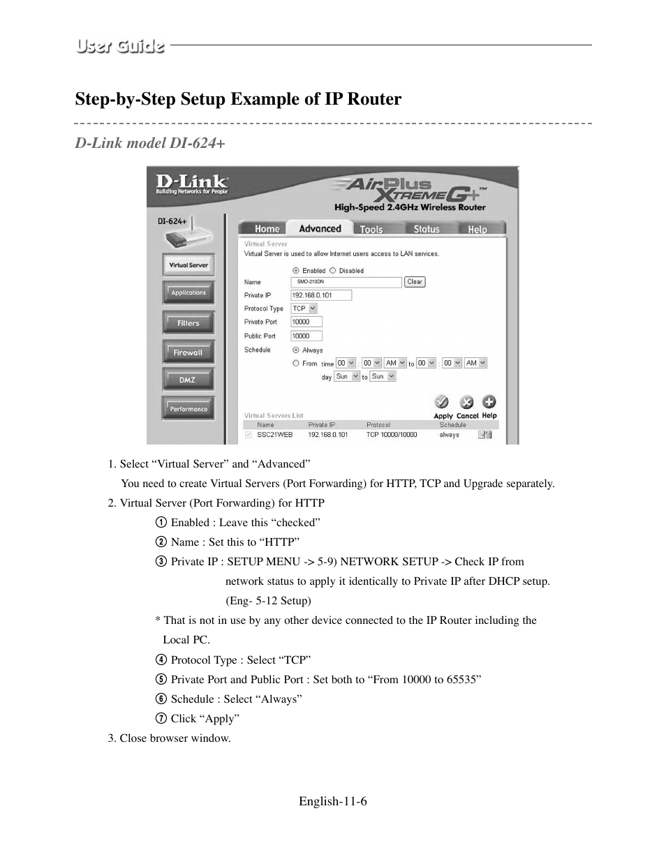 Step-by-step setup example of ip router, D-link model di-624 | Samsung SMO-210DN User Manual | Page 136 / 138