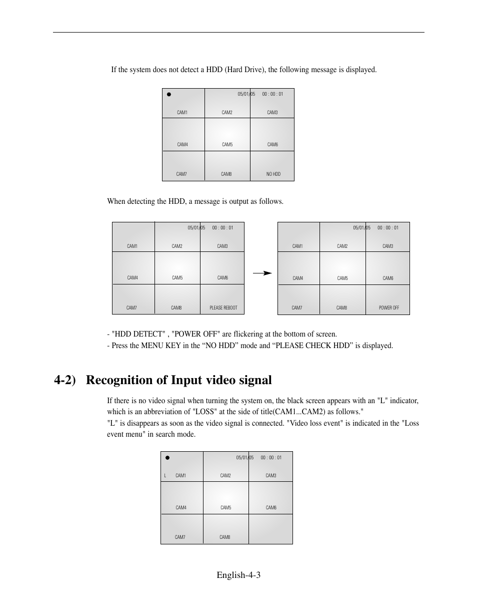 2) recognition of input video signal, English-4-3 | Samsung SMO-210DN User Manual | Page 47 / 138