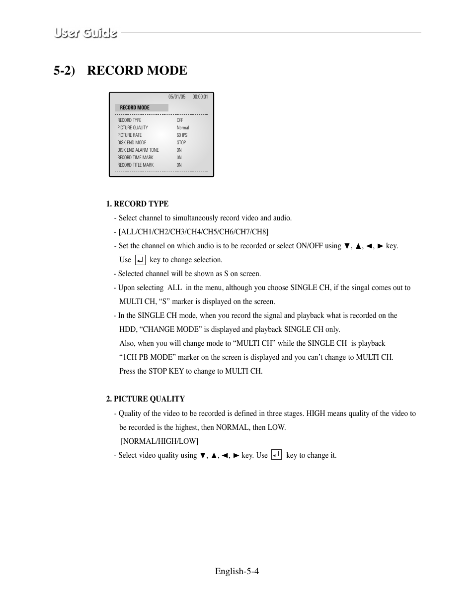 2) record mode, English-5-4 | Samsung SMO-210DN User Manual | Page 52 / 138