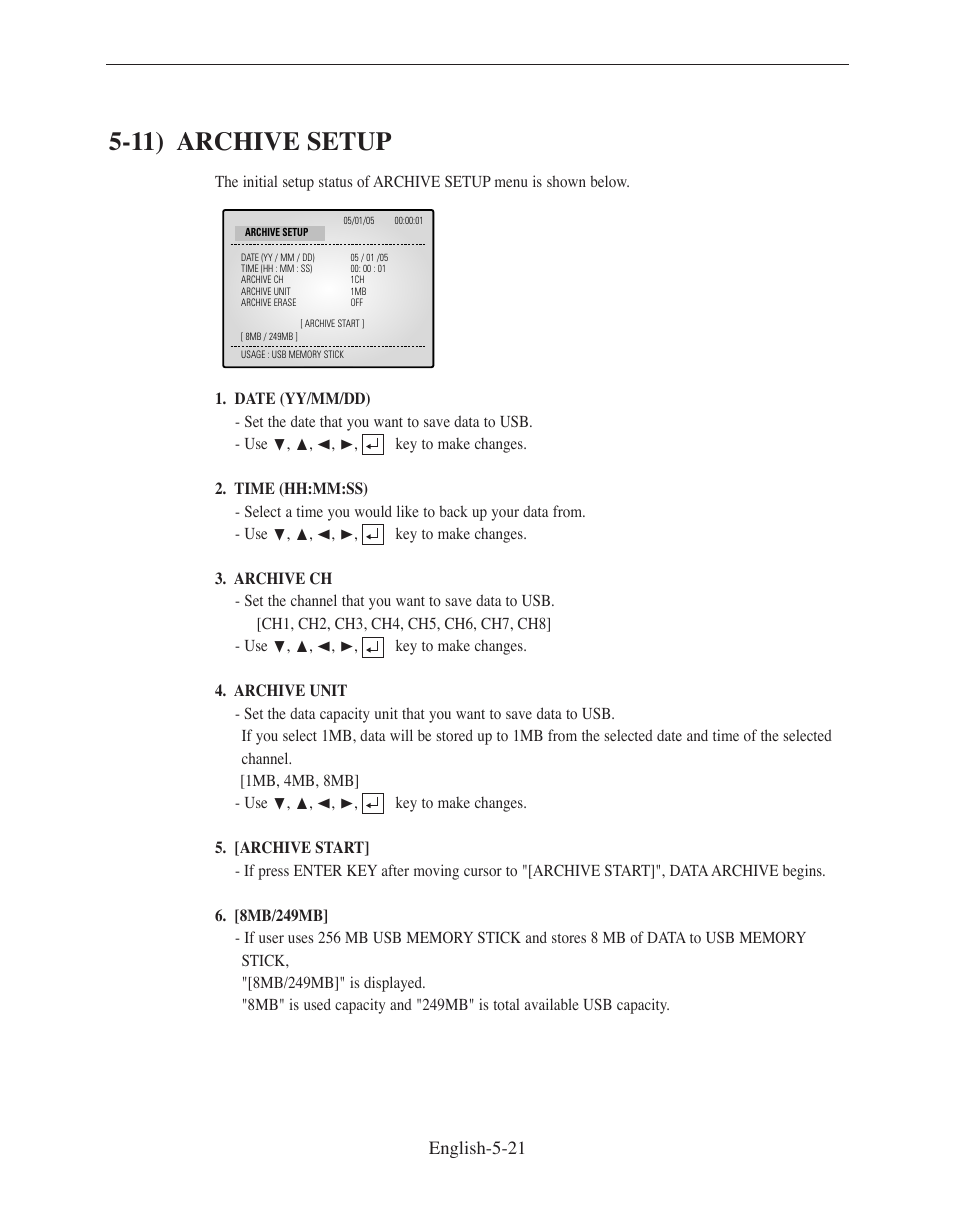 11) archive setup, English-5-21 | Samsung SMO-210DN User Manual | Page 69 / 138