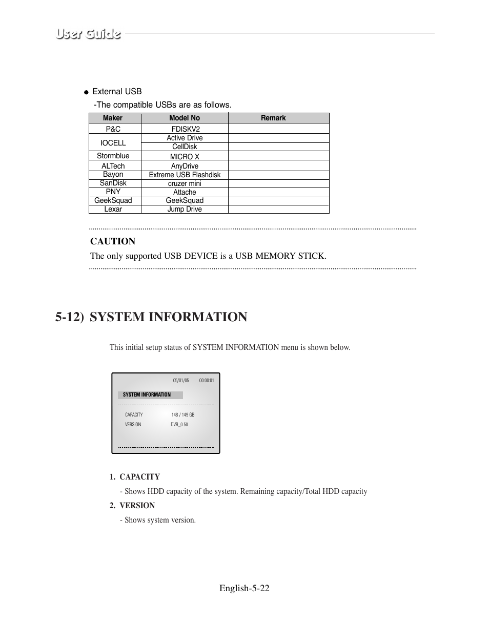 12) system information, English-5-22, Caution | Samsung SMO-210DN User Manual | Page 70 / 138