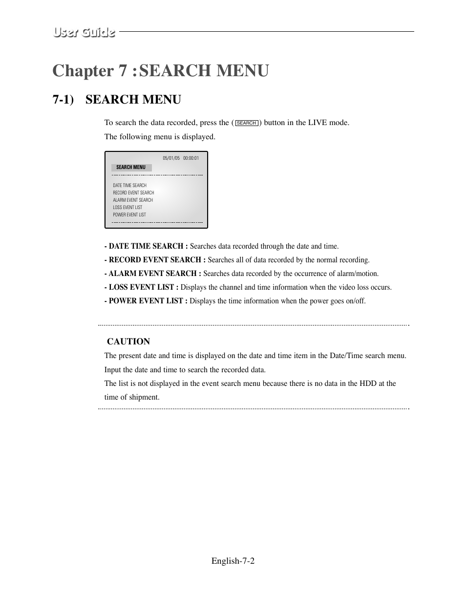 1) search menu, Chapter 7 :search menu | Samsung SMO-210DN User Manual | Page 76 / 138