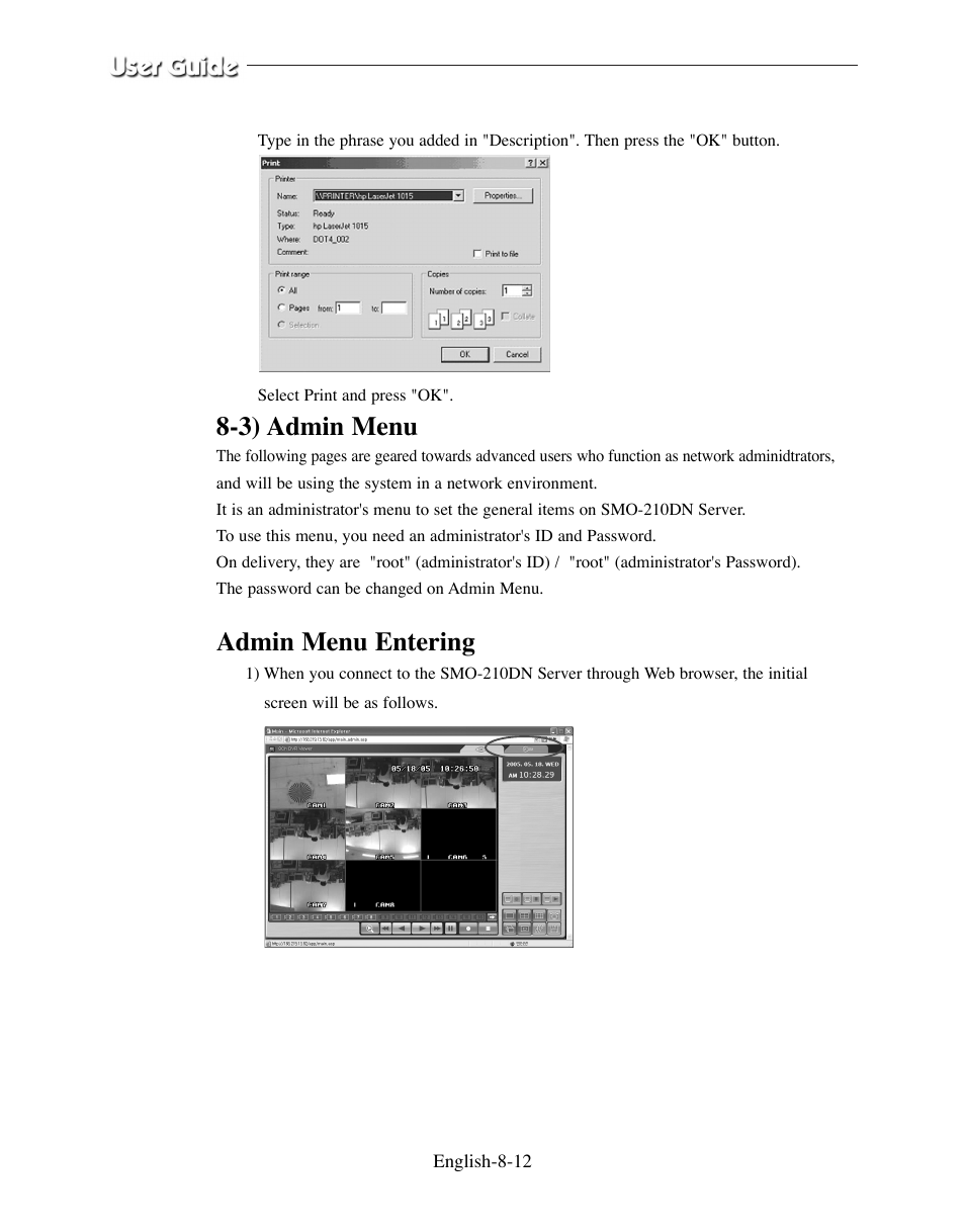 3) admin menu, Admin menu entering | Samsung SMO-210DN User Manual | Page 94 / 138