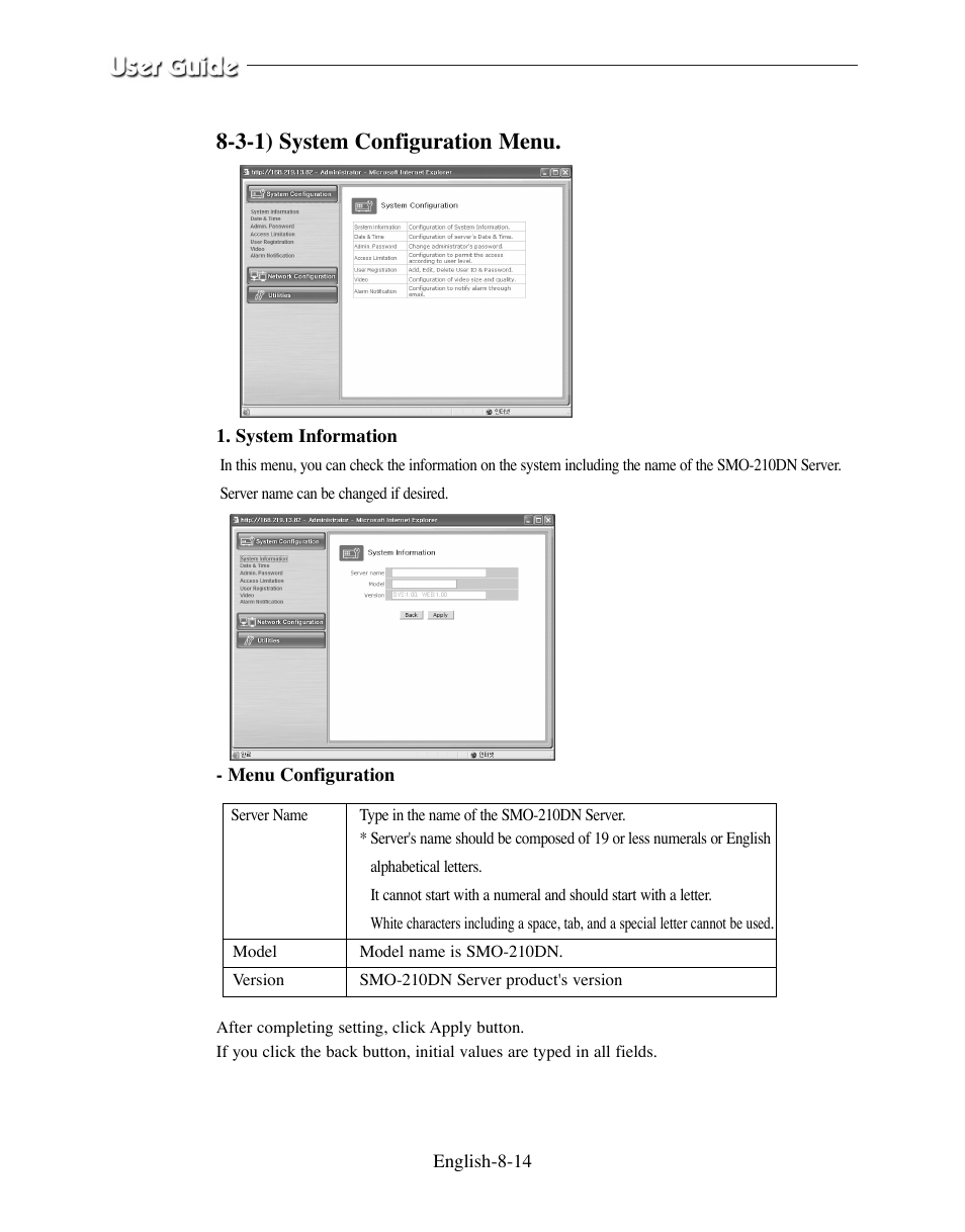 3-1) system configuration menu | Samsung SMO-210DN User Manual | Page 96 / 138