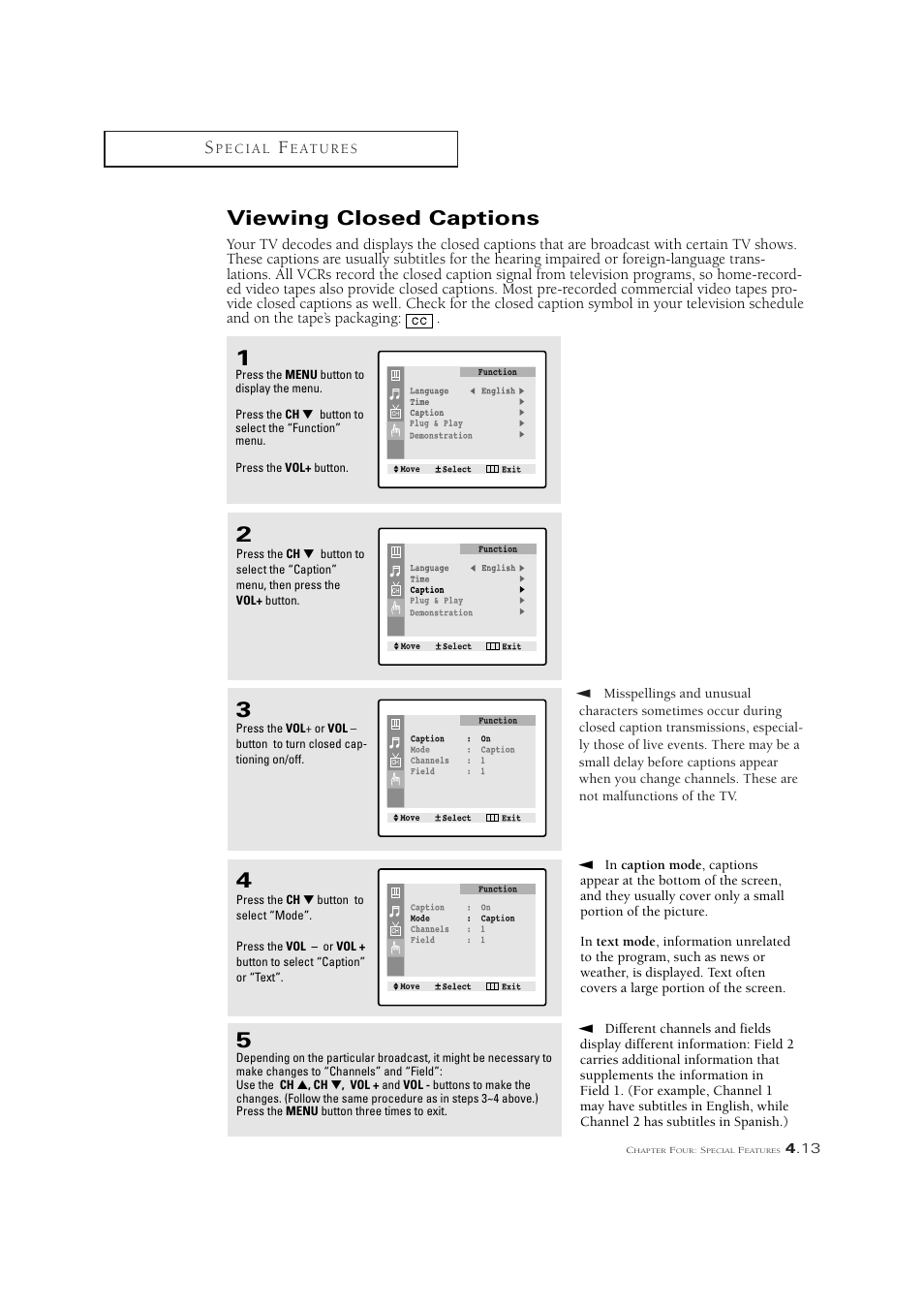 Viewing closed captions | Samsung CL21M6W User Manual | Page 51 / 54