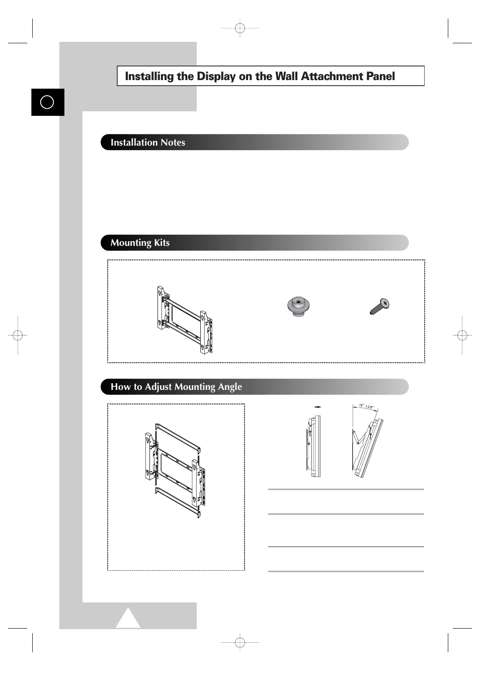 Mounting kits, How to adjust mounting angle | Samsung 4240 User Manual | Page 10 / 68