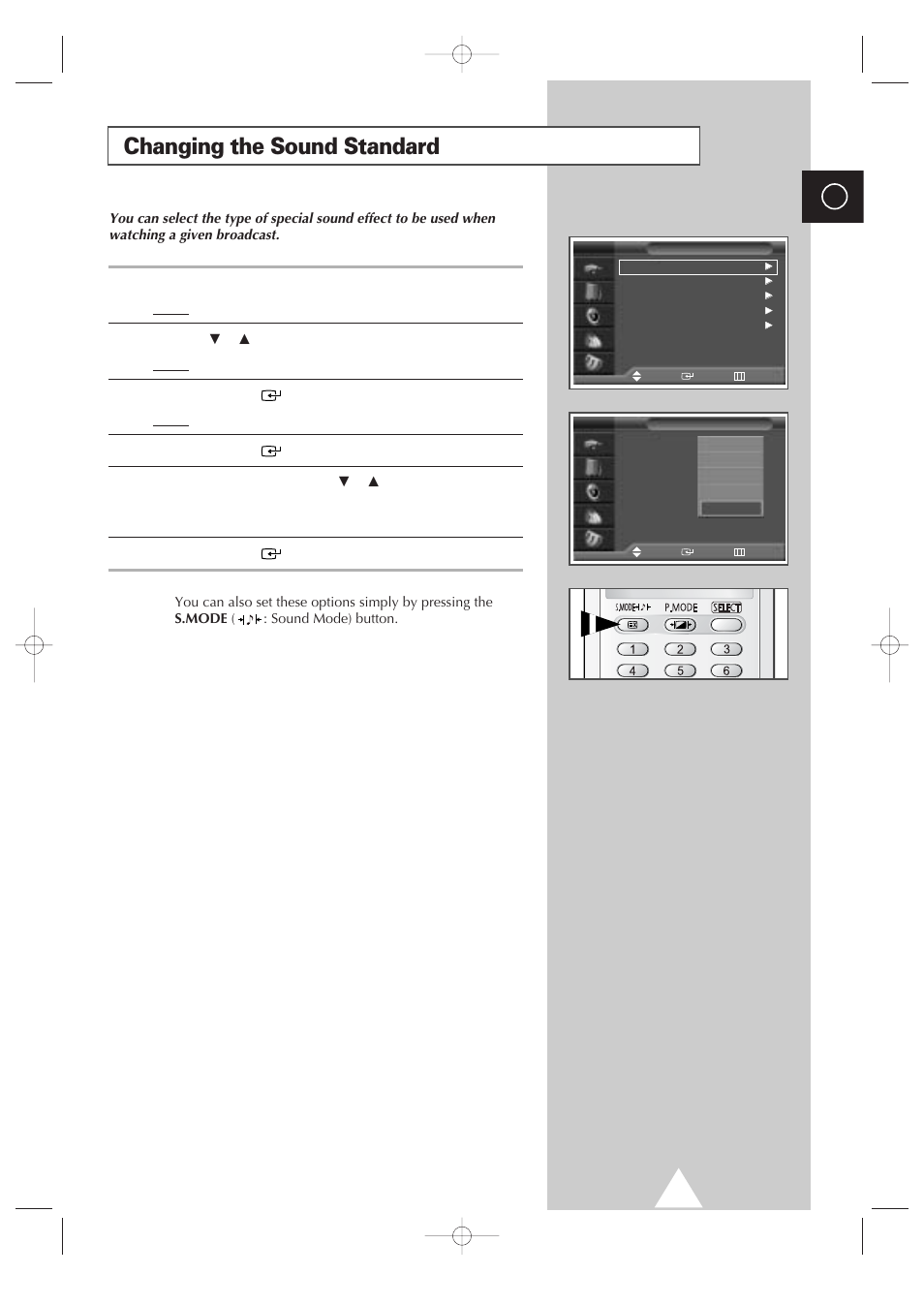 Changing the sound standard | Samsung 4240 User Manual | Page 39 / 68