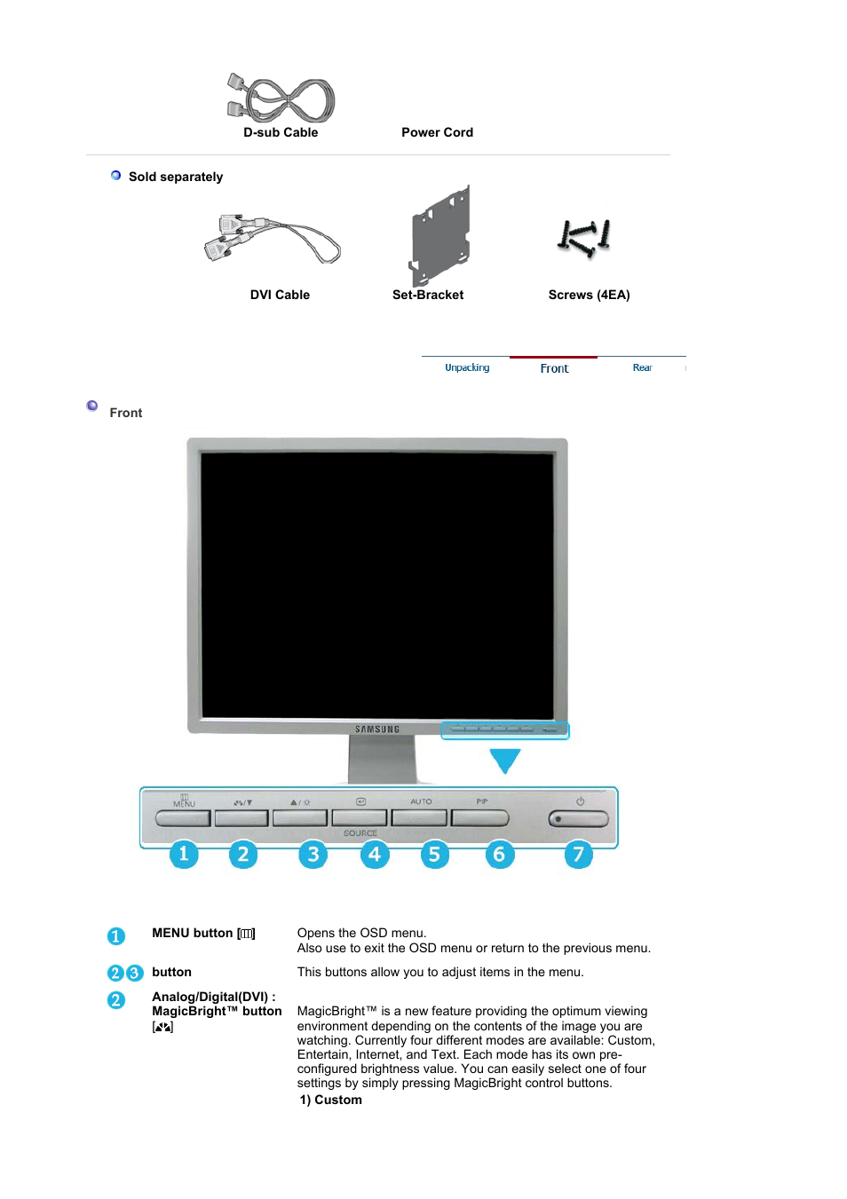 Front | Samsung 204Ts User Manual | Page 10 / 76