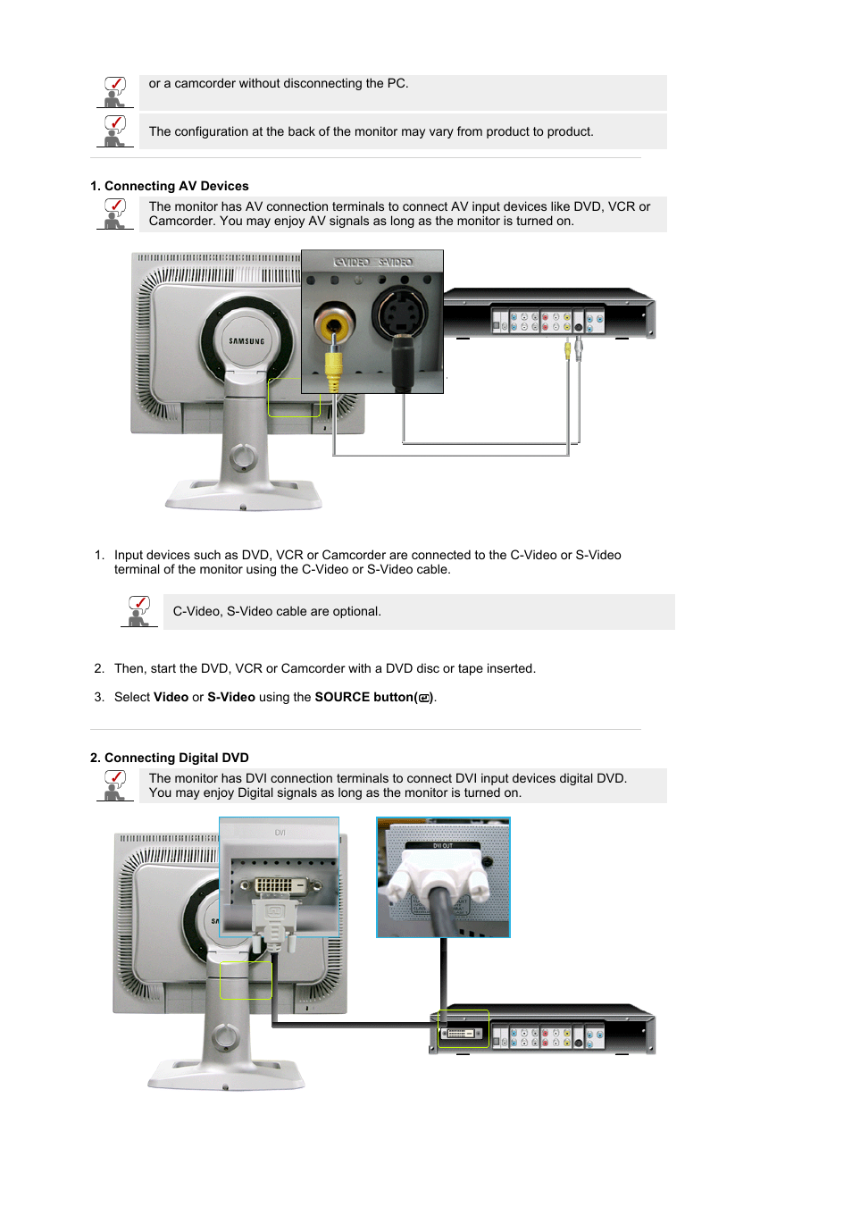 Connecting av devices, Connecting digital dvd | Samsung 204Ts User Manual | Page 15 / 76
