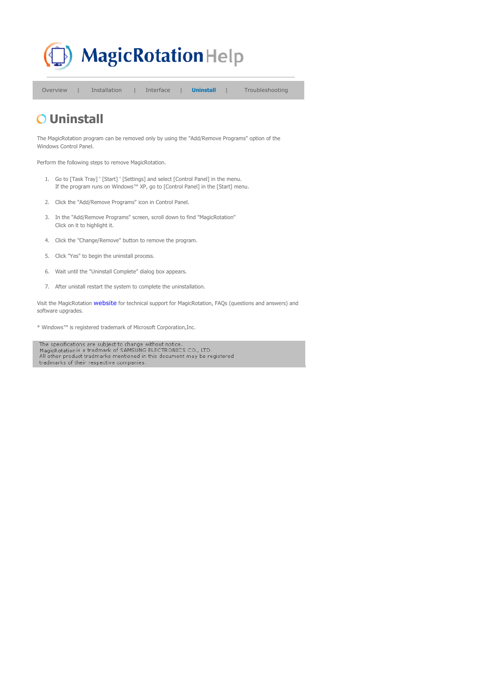 Uninstall | Samsung 204Ts User Manual | Page 59 / 76