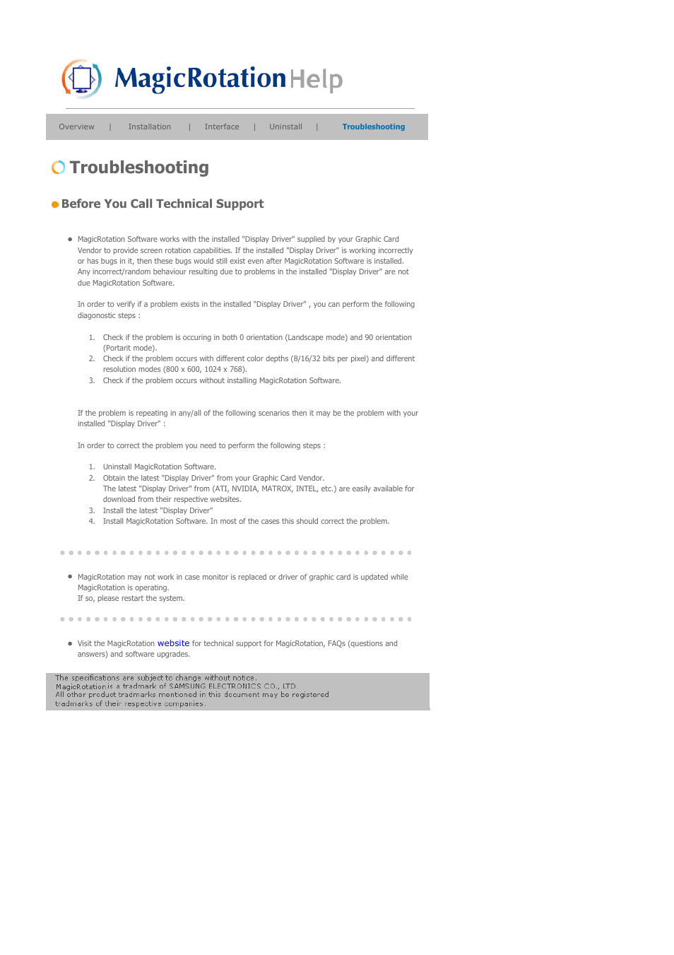 Troubleshooting, Before you call technical support | Samsung 204Ts User Manual | Page 60 / 76