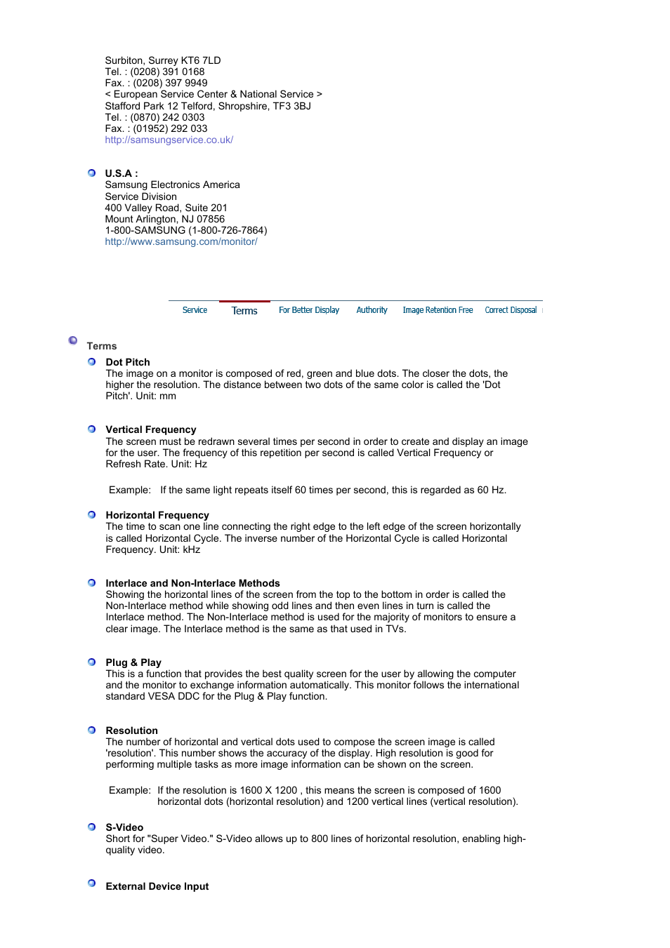 Terms | Samsung 204Ts User Manual | Page 72 / 76