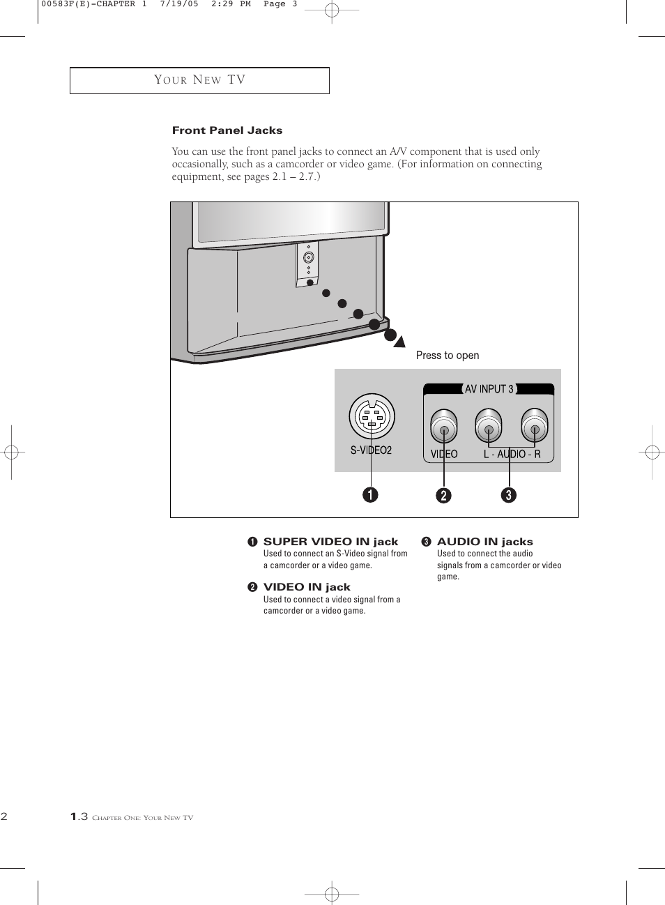 Front panel jacks | Samsung Tantus PCK 6115R User Manual | Page 10 / 58