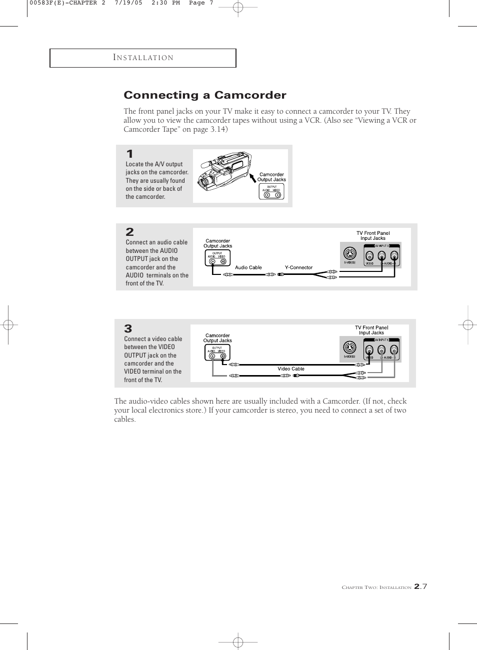 Connecting a camcorder | Samsung Tantus PCK 6115R User Manual | Page 21 / 58