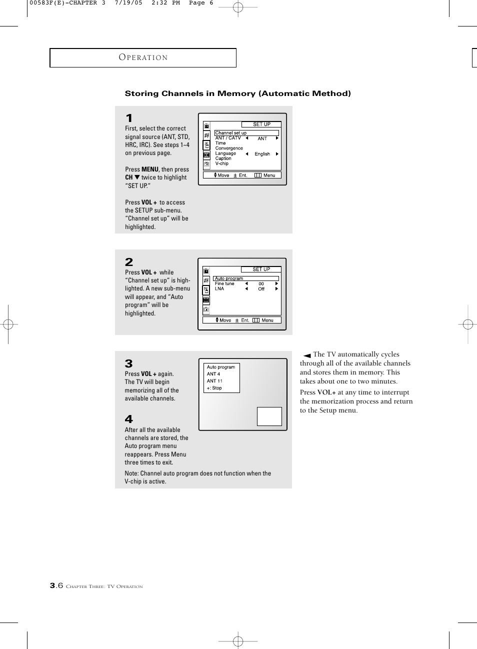 Storing channels in memory (automatic method) | Samsung Tantus PCK 6115R User Manual | Page 28 / 58