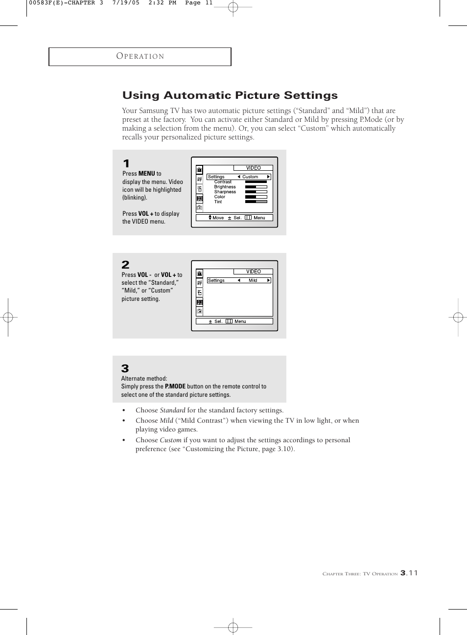 Using automatic picture settings | Samsung Tantus PCK 6115R User Manual | Page 33 / 58