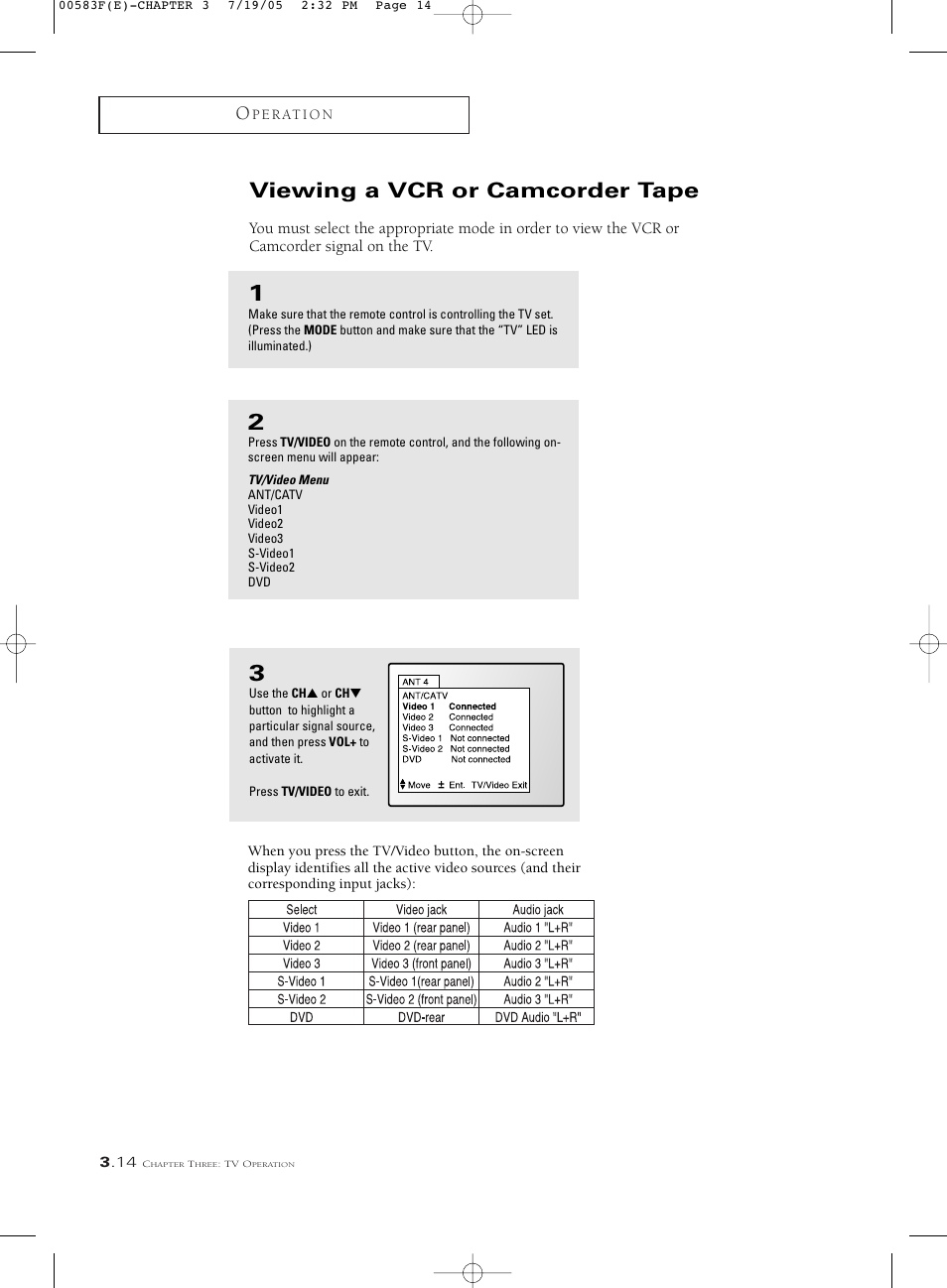 Viewing a vcr or camcorder tape | Samsung Tantus PCK 6115R User Manual | Page 36 / 58