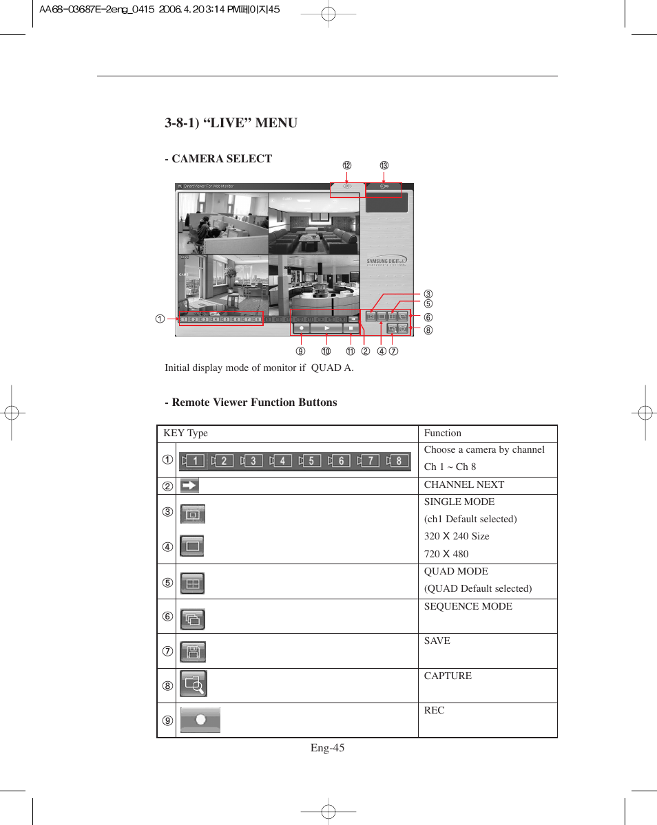 8-1) “live” menu | Samsung SMO-XAAV User Manual | Page 45 / 105