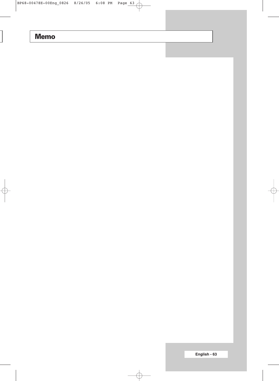 Samsung DLP TV SP46L6HX User Manual | Page 63 / 64