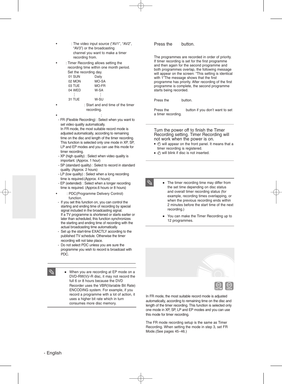 Flexible recording (for timer recording only) | Samsung DVDR131 User Manual | Page 46 / 93