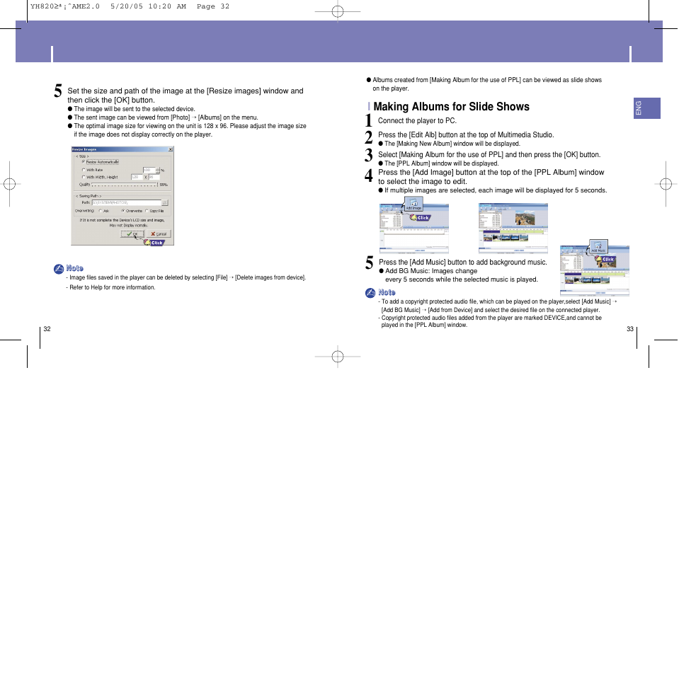 Using multimedia studio, Imaking albums for slide shows | Samsung YH-820 User Manual | Page 17 / 35