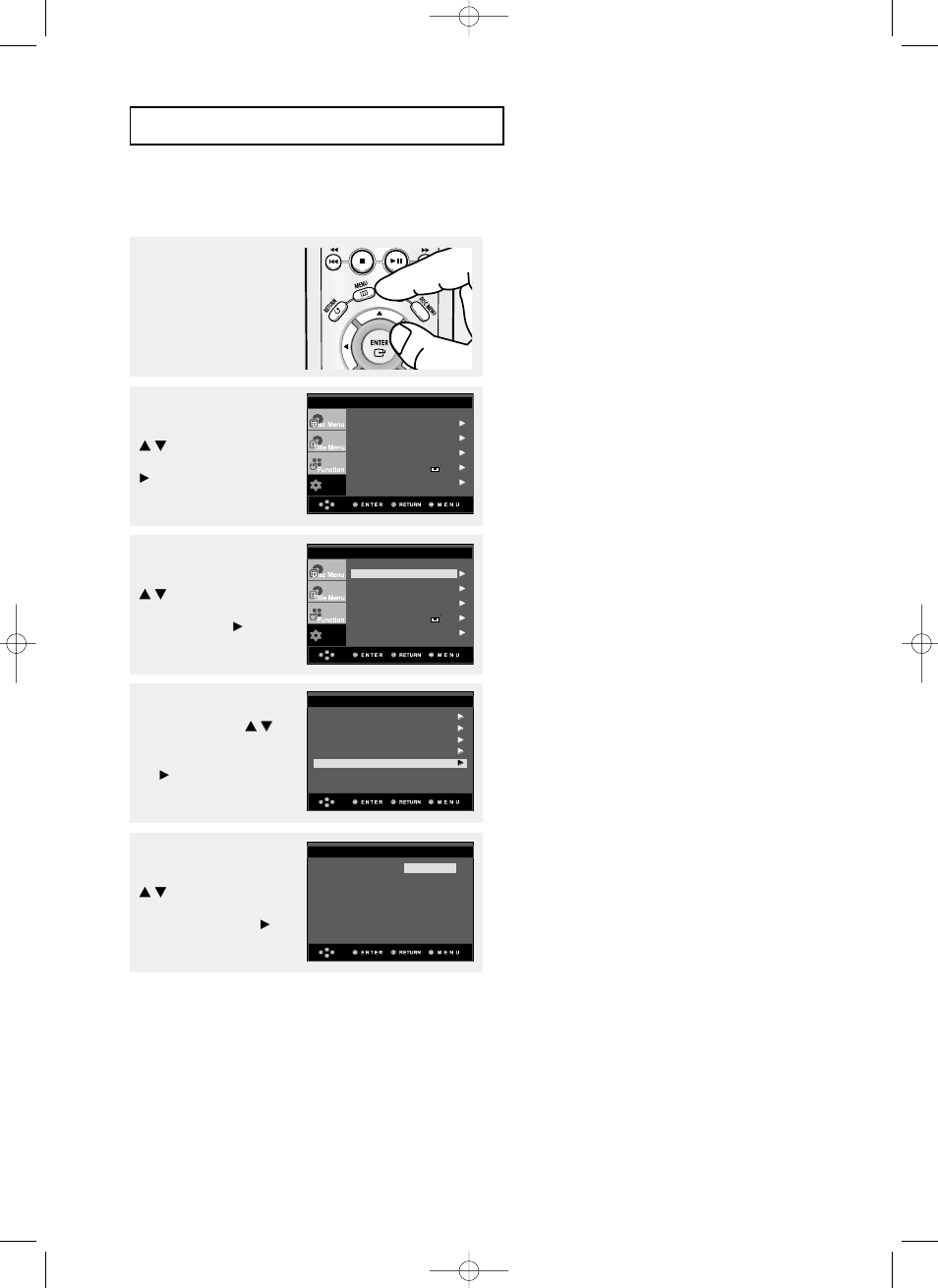 Fra-50, Hangement du menu | Samsung DVD-P355 User Manual | Page 171 / 246