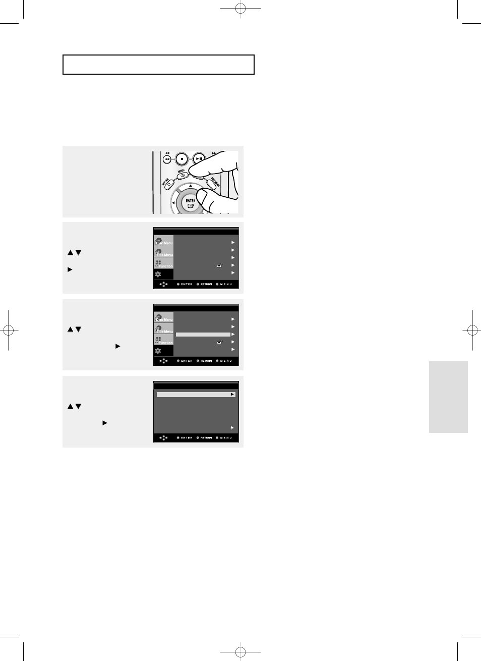 Configuration des options d’affichage, Changement du menu configuration c, Fra-53 | Hangement du menu, Onfiguration | Samsung DVD-P355 User Manual | Page 174 / 246