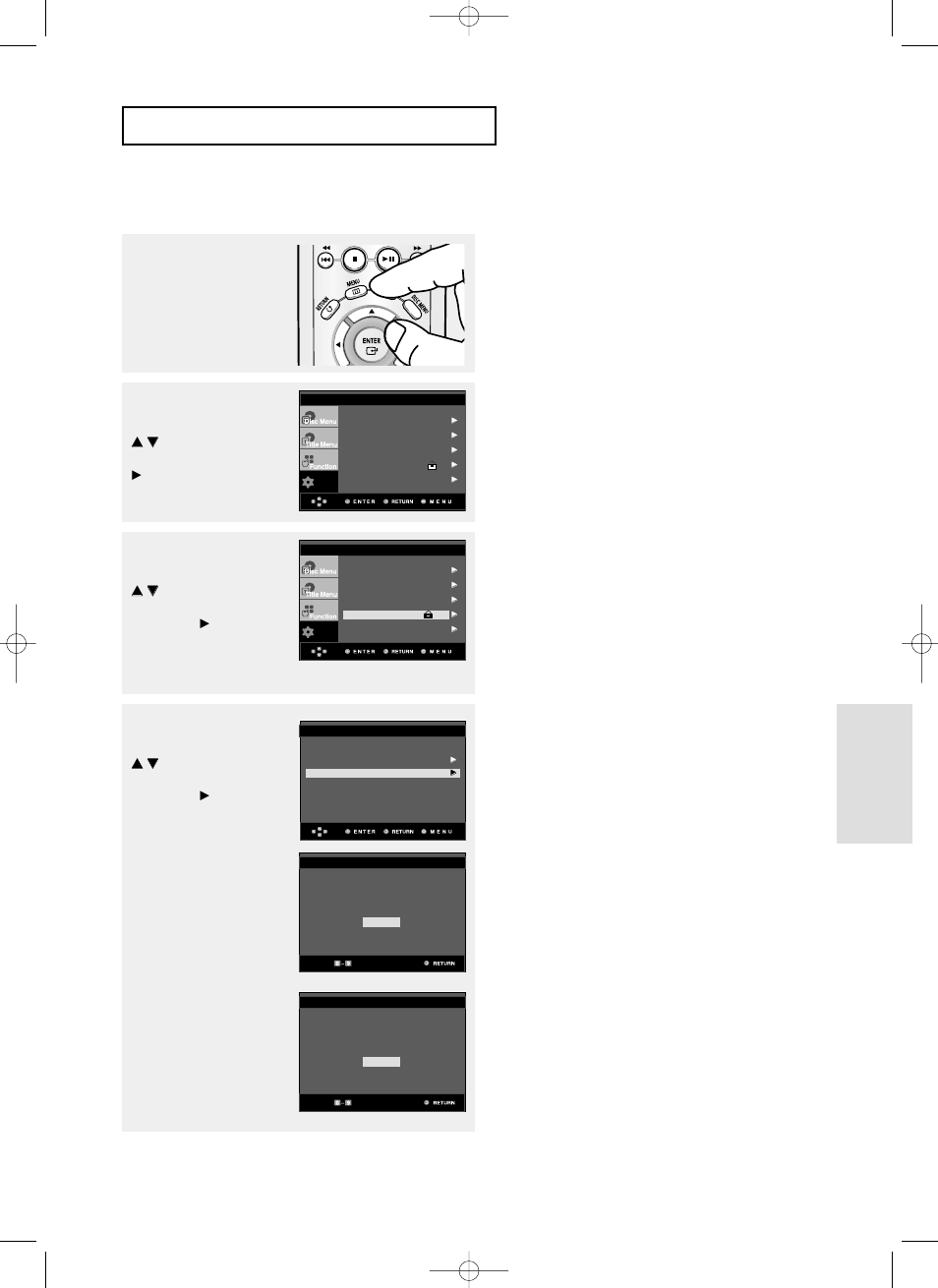 Changement du menu configuration c, Fra-57, Hangement du menu | Onfiguration changement du mot de passe | Samsung DVD-P355 User Manual | Page 178 / 246