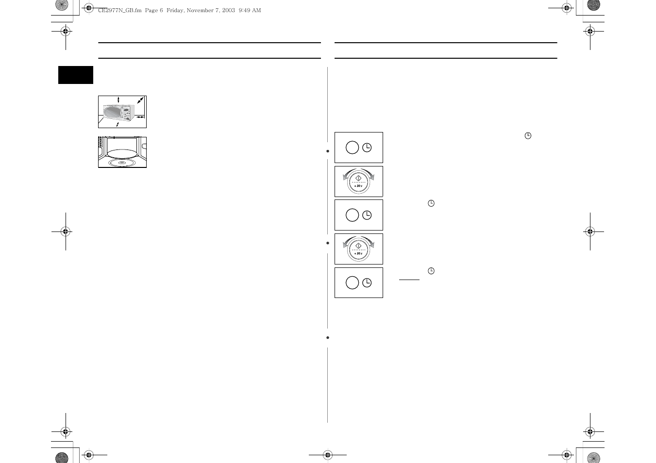 Installing your microwave oven, Setting the time | Samsung CE2977NT User Manual | Page 6 / 24