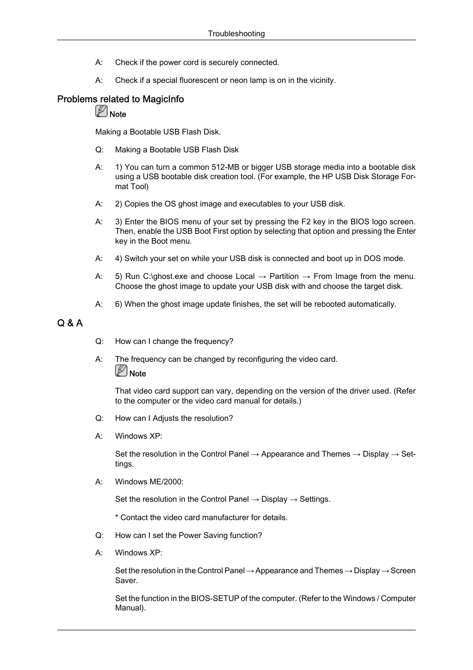 Problems related to magicinfo, Q & a | Samsung 460DR-S User Manual | Page 29 / 30
