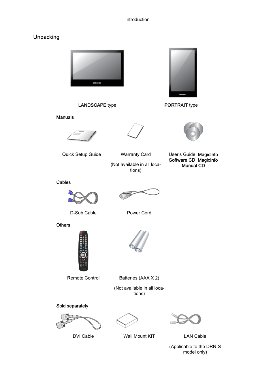 Unpacking | Samsung 460DR-S User Manual | Page 3 / 30
