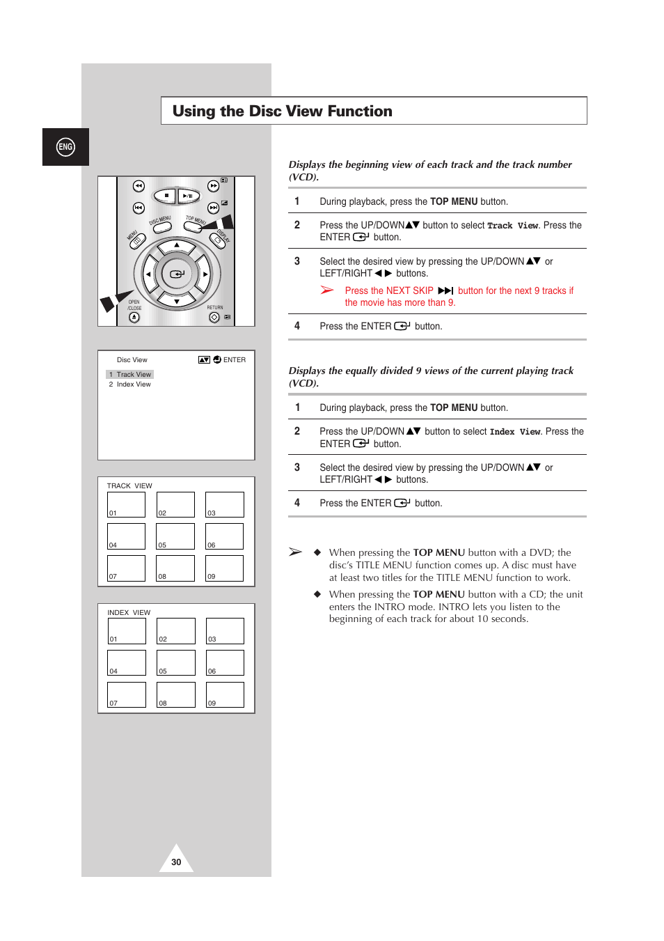 Using the disc view function | Samsung DS-21G5 User Manual | Page 30 / 48