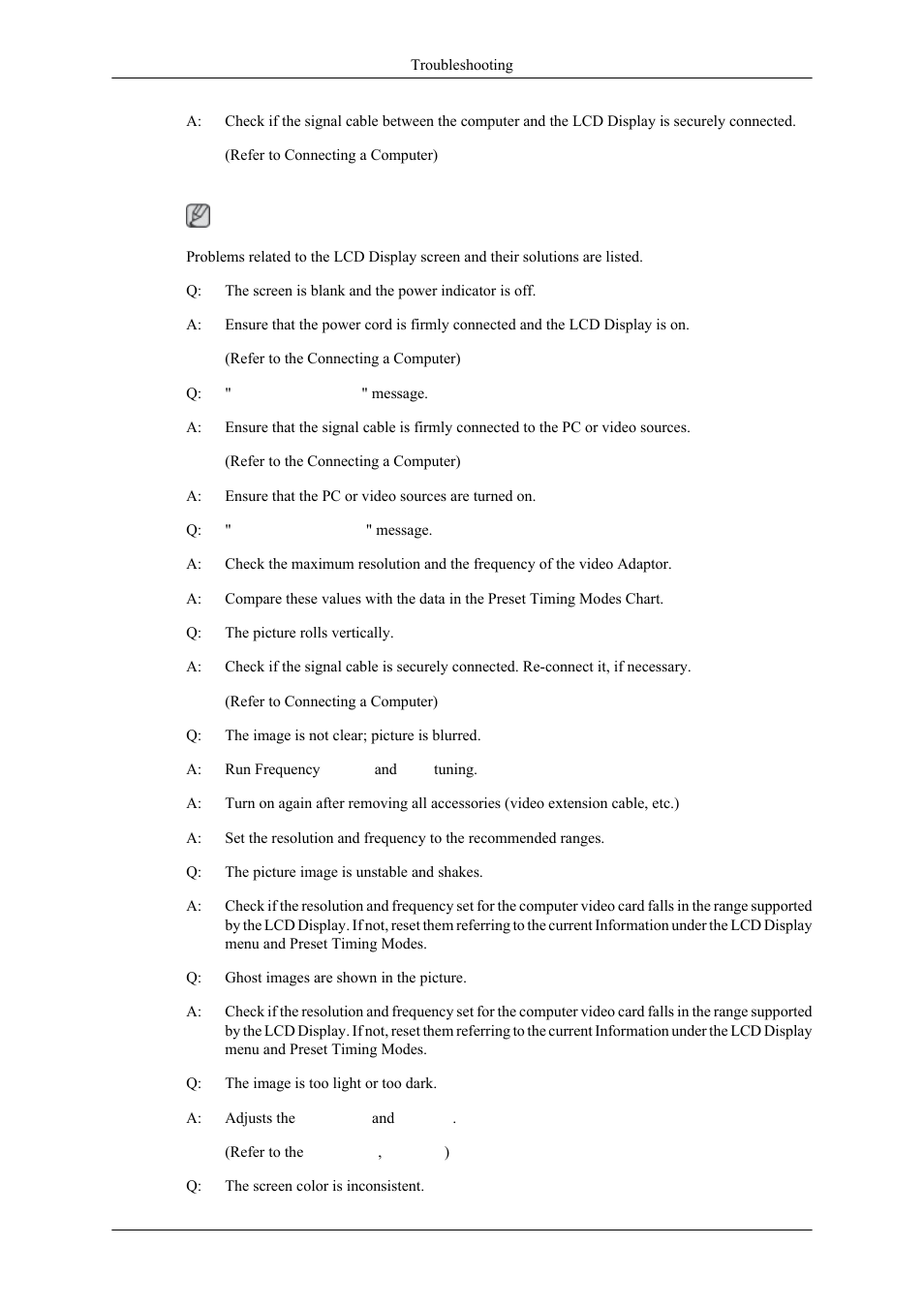 Problems related to the screen | Samsung 400MPN User Manual | Page 112 / 130