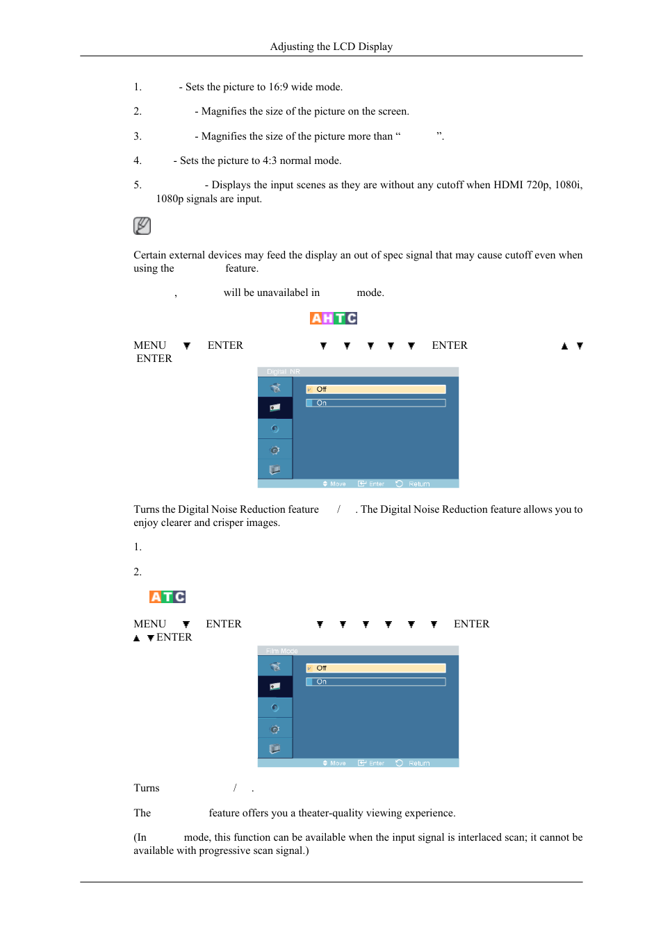 Digital nr (digital noise reduction), Film mode | Samsung 400MPN User Manual | Page 81 / 130