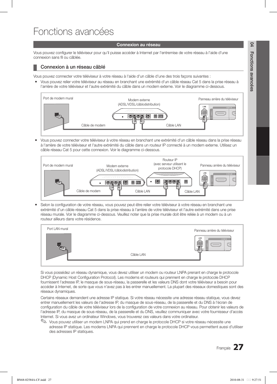 Fonctions avancées | Samsung 750 User Manual | Page 149 / 184