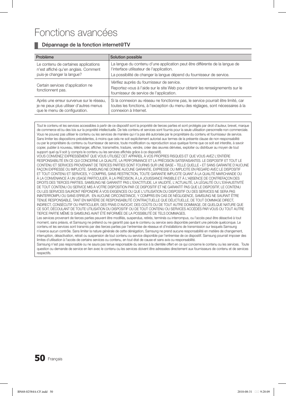 Fonctions avancées | Samsung 750 User Manual | Page 172 / 184